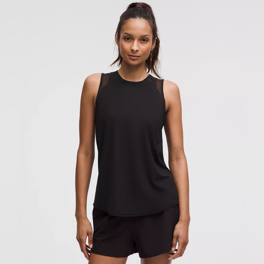 Lululemon Athletica Black Mesh-Detail Athletic Tank Top Size 6